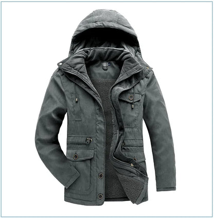 Thickened Multi-Pocket Mid-Length Casual Coat