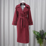 Elegant Burgundy Double-Breasted Coat for Women