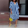 Printed Striped Short Sleeve Shirt Dress for Women