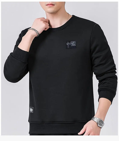 Winter Sweatshirt Men Long Sleeves Fleece Lined Warm Sweatshirt
