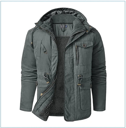 Thickened Multi-Pocket Mid-Length Casual Coat