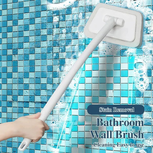 Long Handle Bathroom Wall Brush with Removable Sponge for Tile and Tub