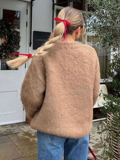 Retro Knit Pullover for Women – Casual Loose Sweater