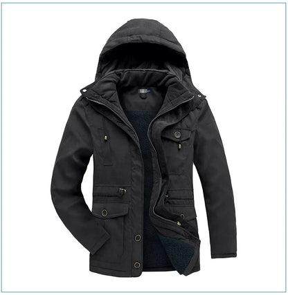 Thickened Multi-Pocket Mid-Length Casual Coat