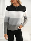 Women’s Knitted Contrast Color Pullover Sweater