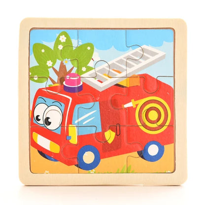 Baby Wooden Montessori Puzzle - 3D Cartoon Animal Puzzle