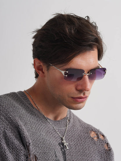 Ruiao 2025 Rimless UV400 Sunglasses – Unisex Designer Square Shades