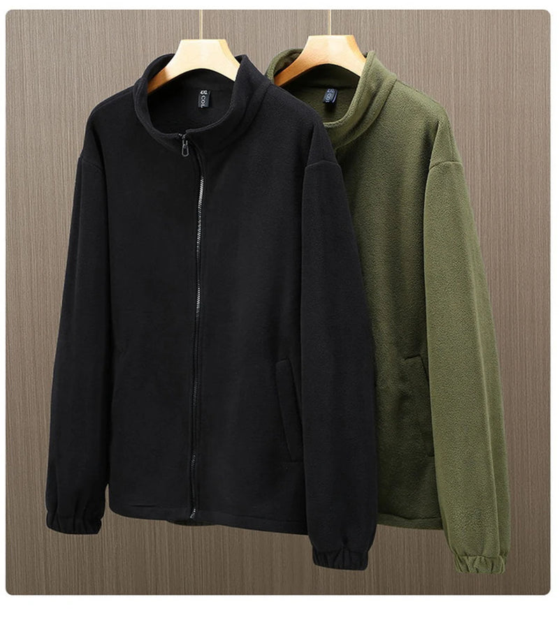 Men's Solid Color Polar Fleece Jacket